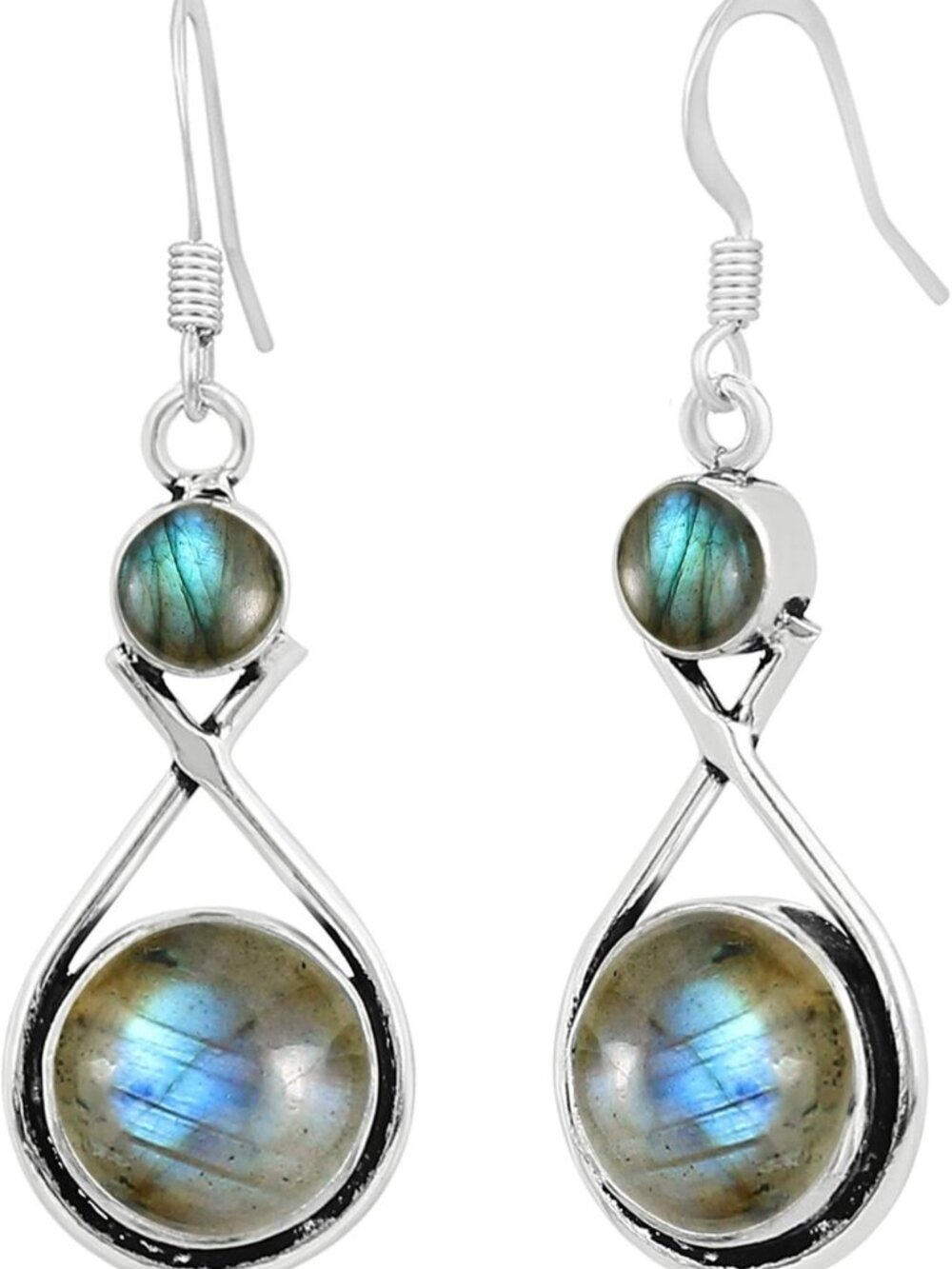Handmade 925 Silver Plated Drop & Dangle Earrings with Natural Round Gemstones